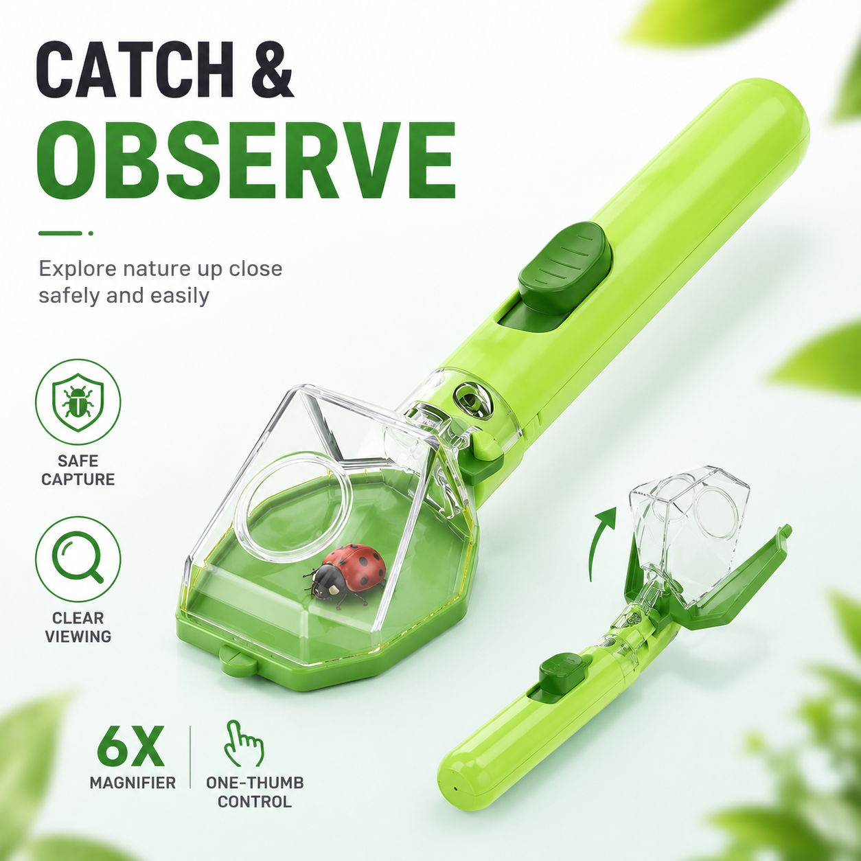 Gardening Tools For Kids - Kids Insect Catcher Box 6X Magnifying