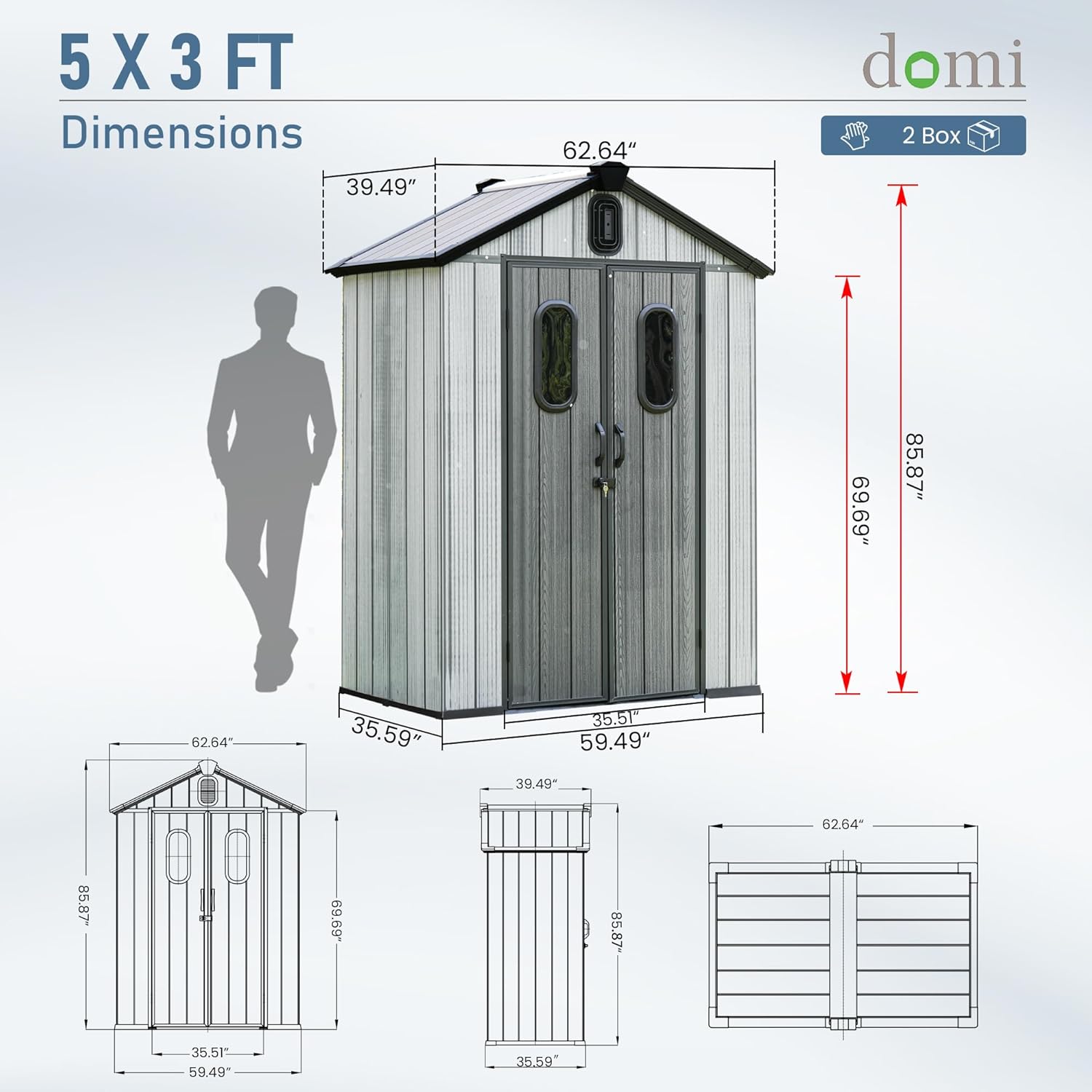 5x3 FT Resin Storage Shed All  - Gardening Tools reseña y precio