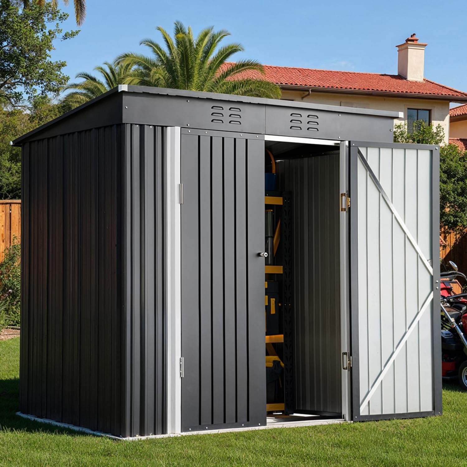 6x4ft Metal Outdoor Storage Sh - Gardening Tools reseña y precio