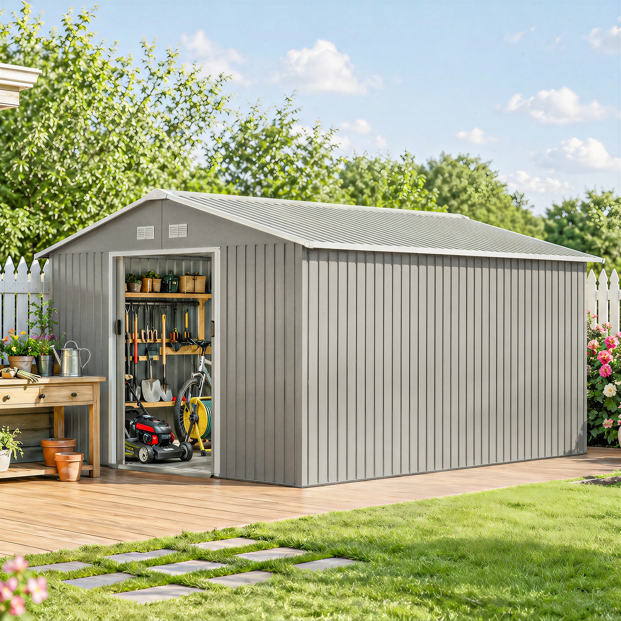 13' X 11' Steel Outdoor Utilit - Gardening Tools reseña y precio