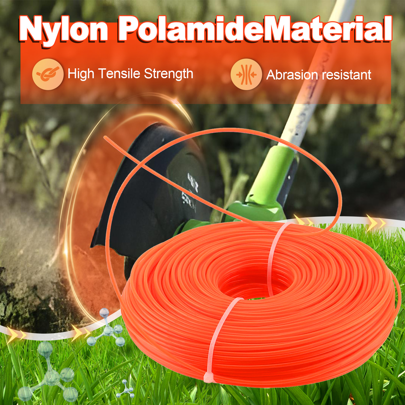 1.6mm～3mm*15M Round Nylon Trim - Gardening Tools Usa reseña y precio
