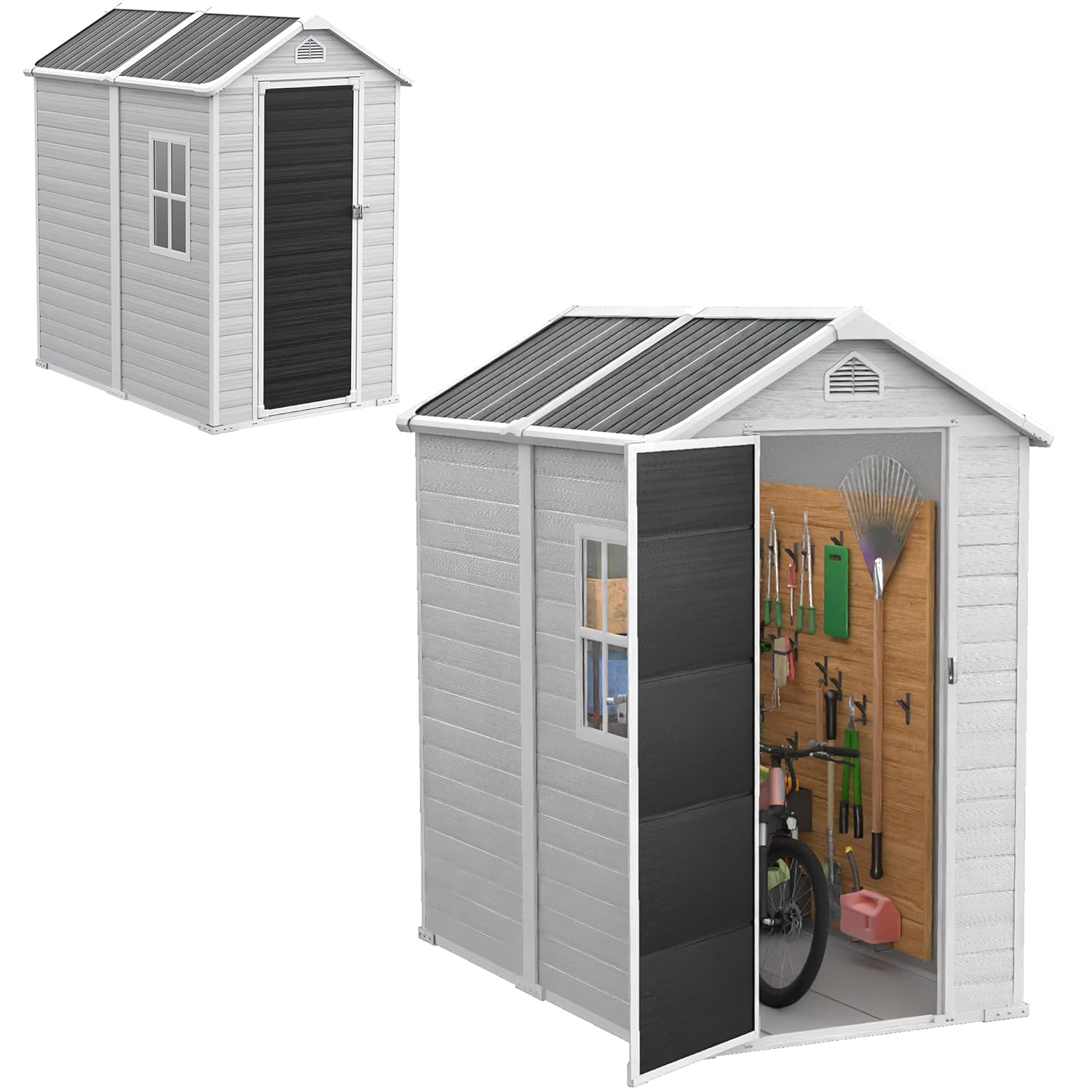 4x6 FT Plastic Storage Shed Wa - Gardening Tools reseña y precio