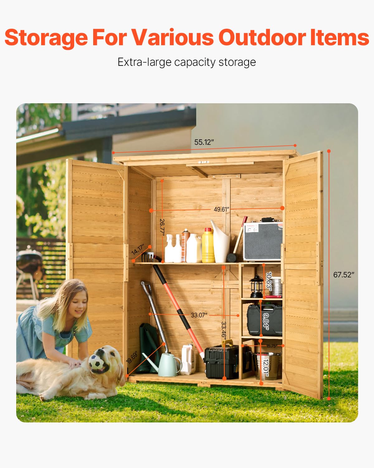 Large Wooden Outdoor Storage S - Gardening Tools reseña y precio