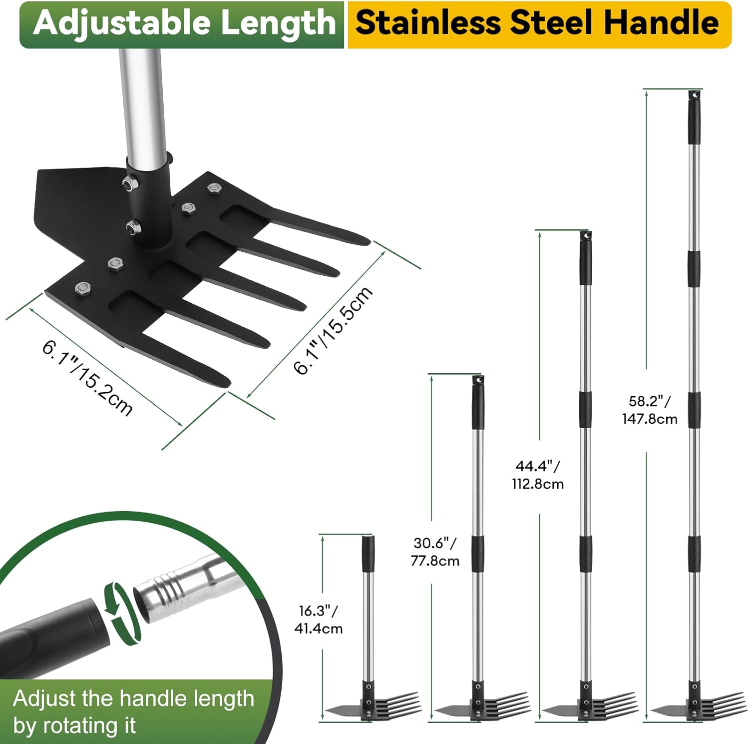 2-in-1 Hoe Garden Tools, 17-58 - Gardening Tools Long Handle reseña y precio