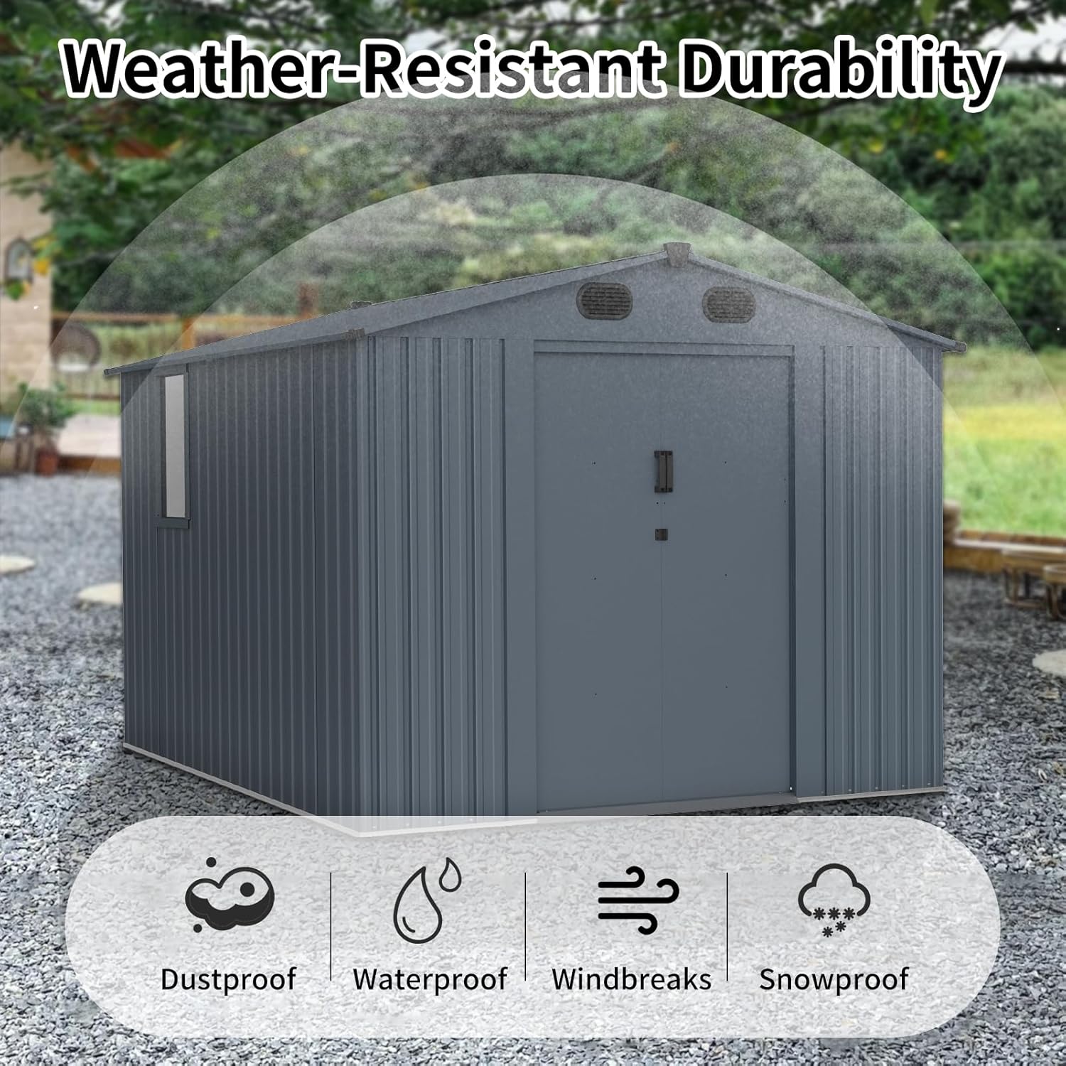 Outdoor Storage Shed 8x10 FT w - Gardening Tools reseña y precio