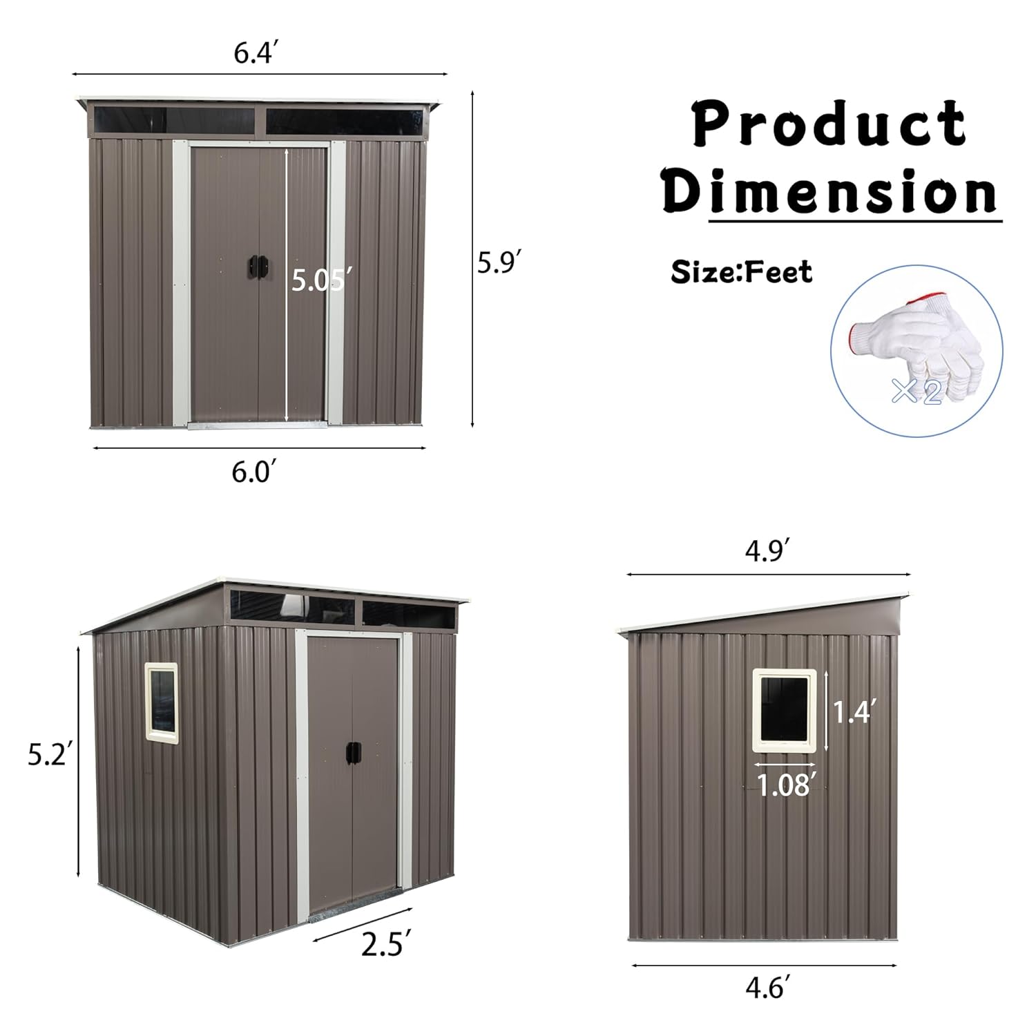 6X5 FT Outdoor Storage Shed, W - Gardening Tools reseña y precio
