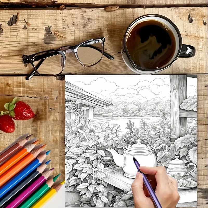 Tea In The Gardens Coloring Bo - Gardening Tools reseña y precio
