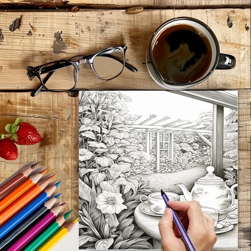 Tea In The Gardens Coloring Bo - Gardening Tools reseña y precio